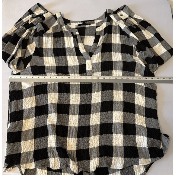 Jane And Delaney Women's Plus 3X Boho Buffalo Plaid Woven Crinkle Flowy Tunic - Picture 8 of 10